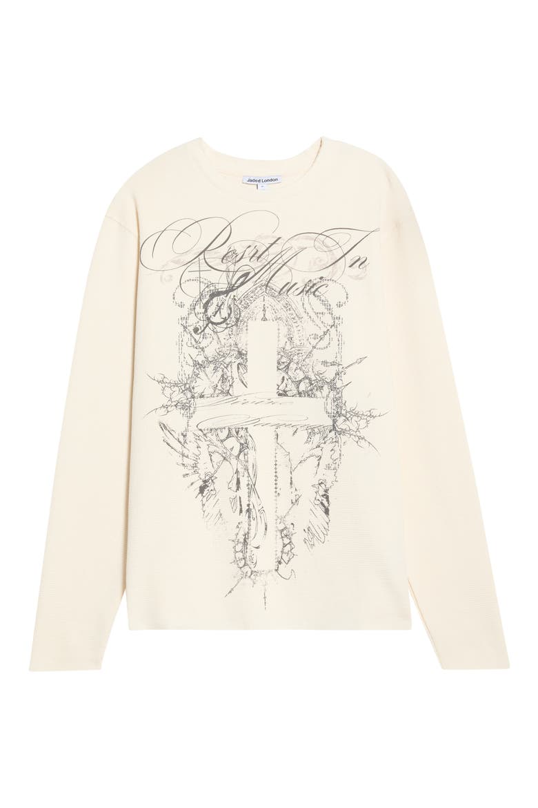 Rest in Music Graphic Cotton Waffle Knit T-Shirt, Main, color, BEIGE