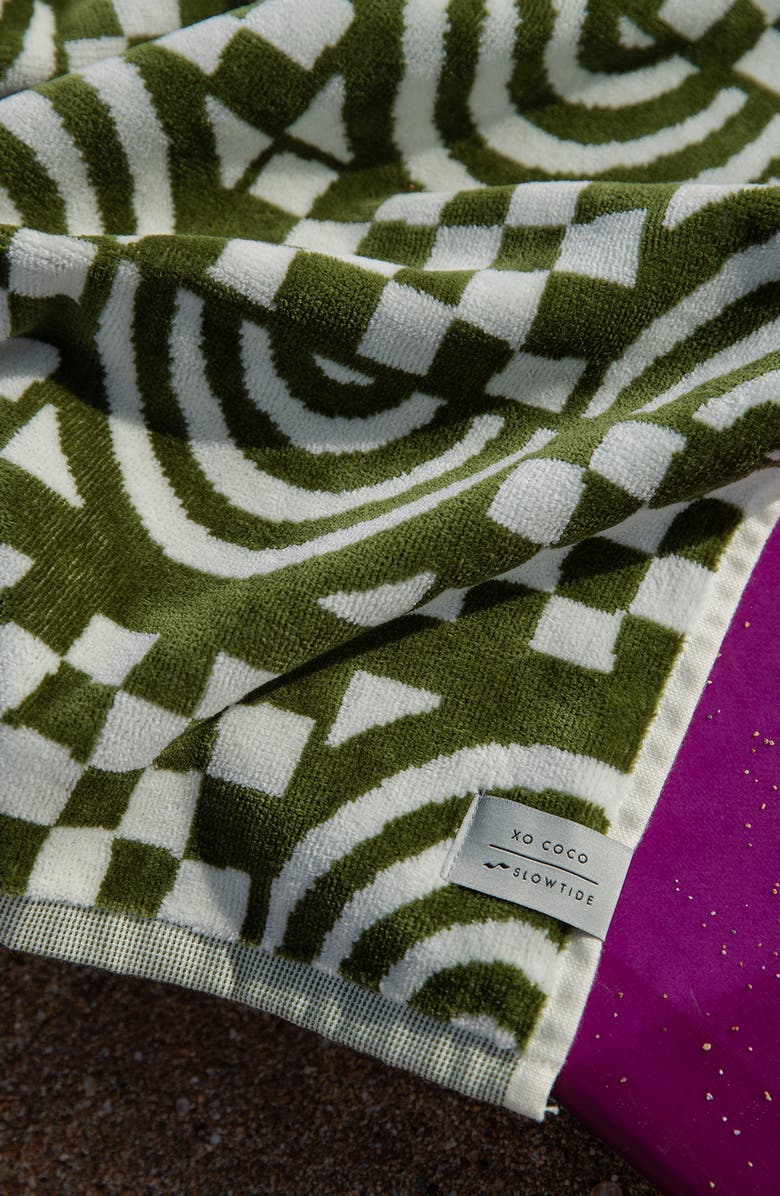 Slowtide Coco Rainbow Beach Towel, Alternate, color, Olive