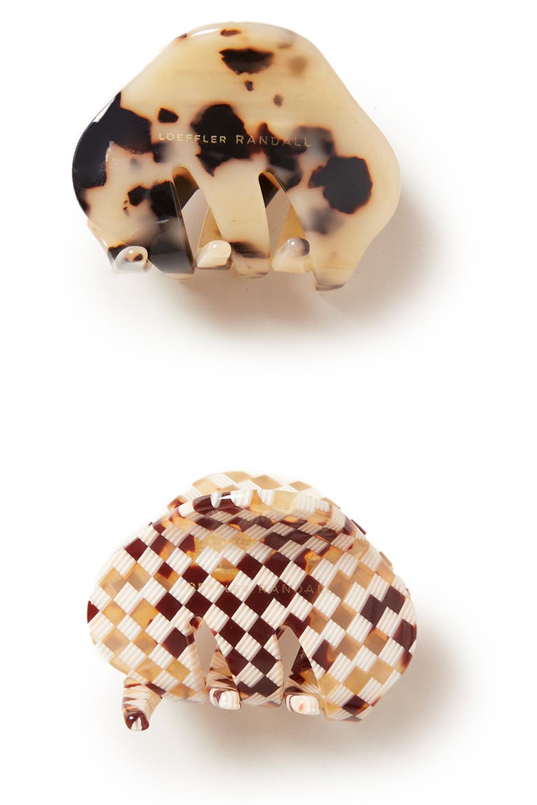 Floria Set of 2 Assorted Claw Clips, Main, color, LIGHT TORTOISE/ BROWN CHECK
