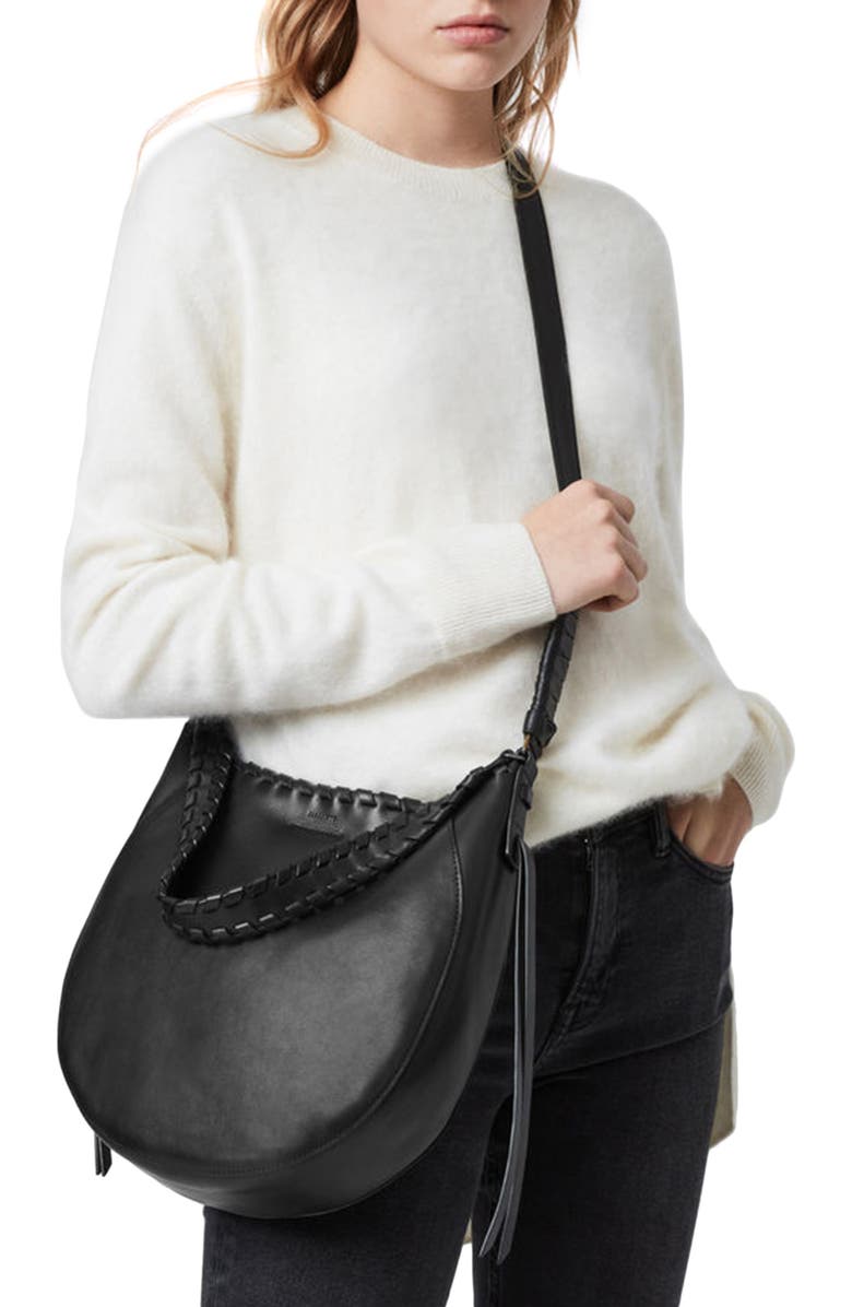 AllSaints Courtney Leather Hobo, Alternate, color,