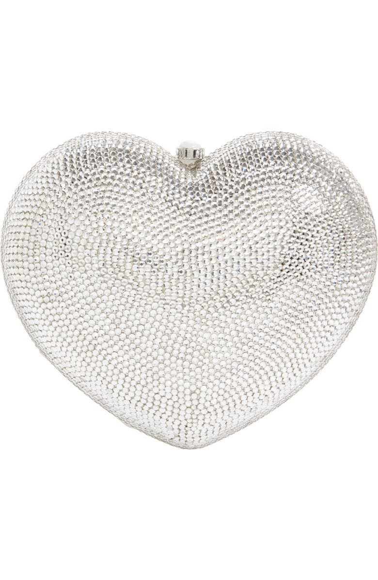 JUDITH LEIBER COUTURE Lamour Petite Coeur Heart Clutch, Main, color, Silver Rhine