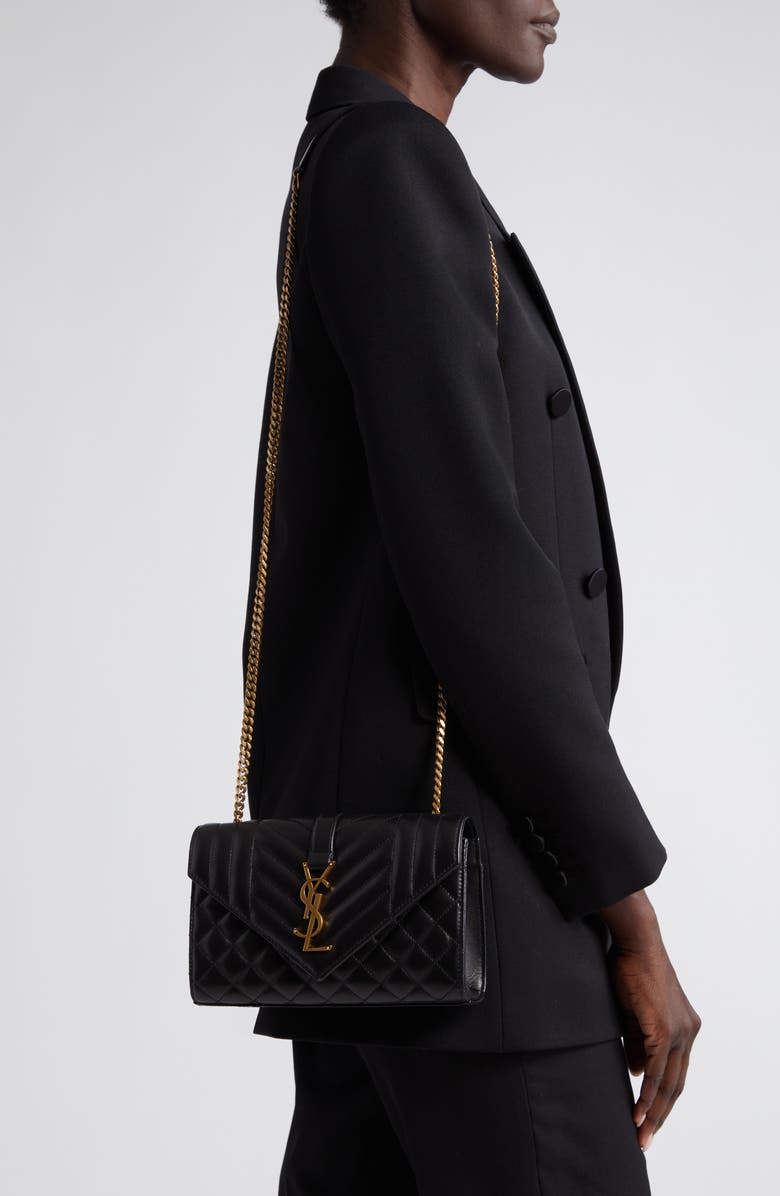 Saint Laurent Small Envelope Chain Strap Leather Shoulder Bag, Alternate, color,