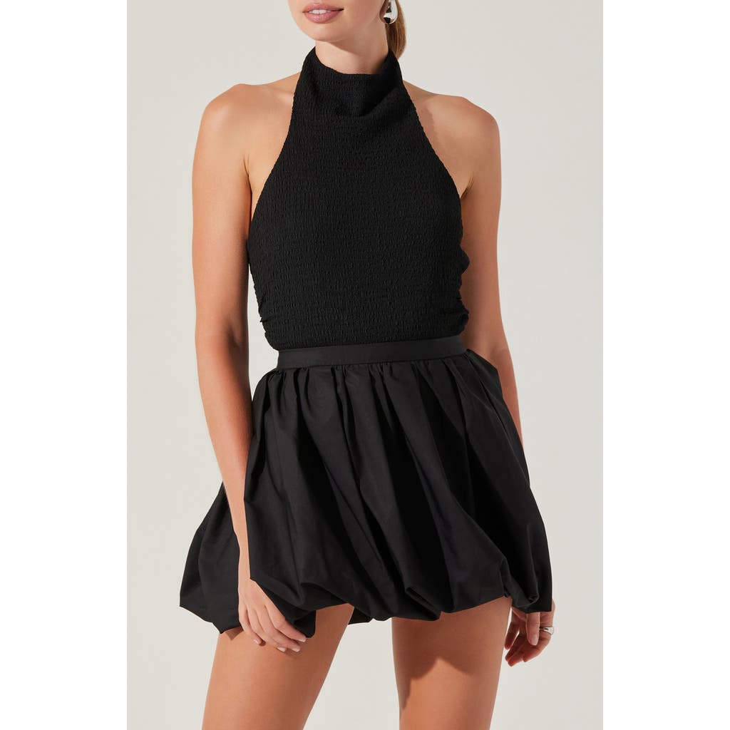 Astr The Label Gwyneth Smock Halter Top In Black