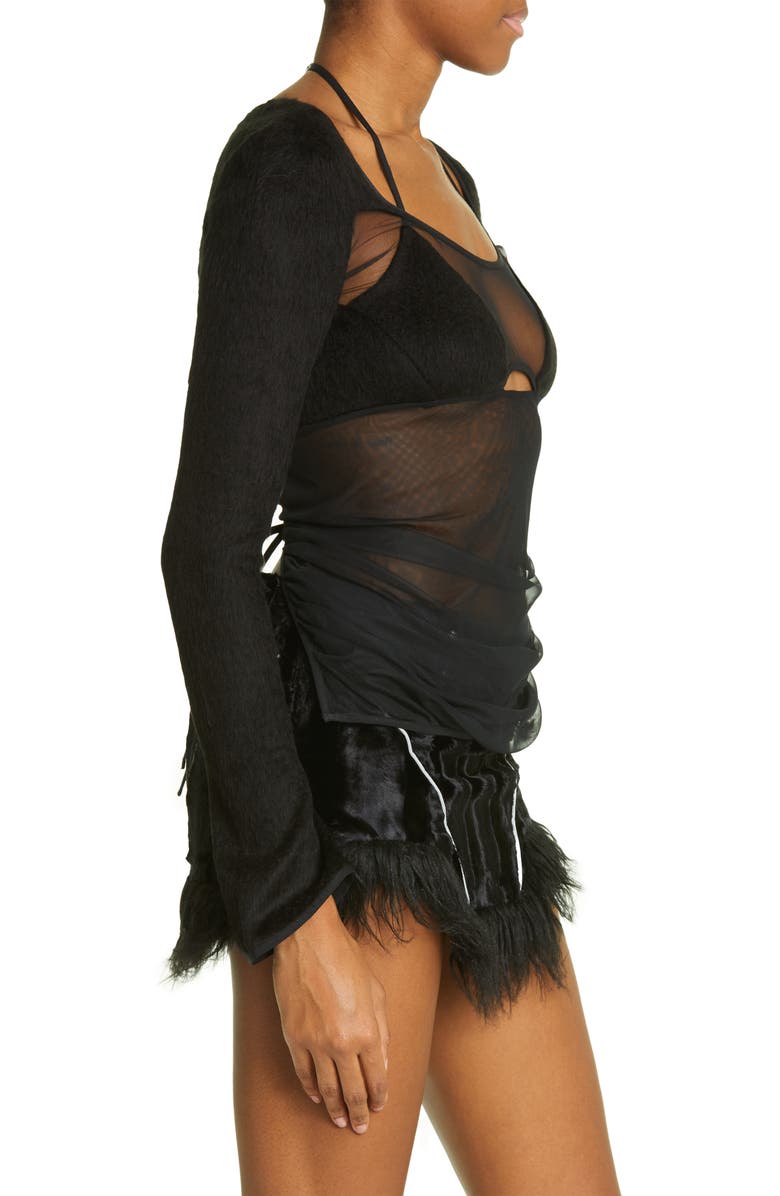 DIDU Patchwork Gathered Mesh Top, Alternate, color,