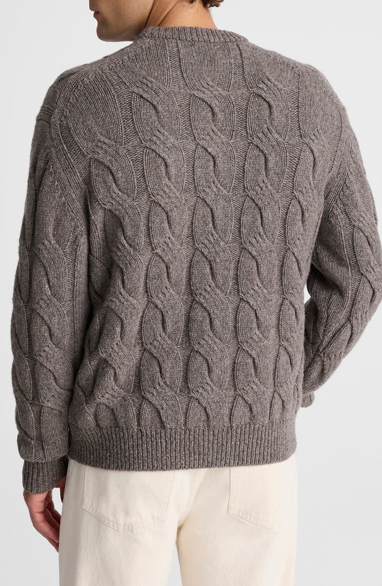 Madewell Crewneck Cable Knit Wool Blend Sweater, Alternate, color, Heather Dark Driftwood