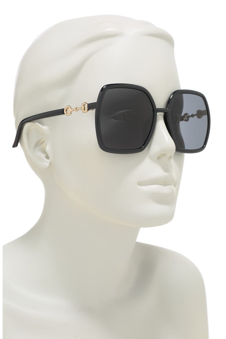 58mm Square Rectangle Sunglasses, Alternate, color, BLACK BLACK GREY
