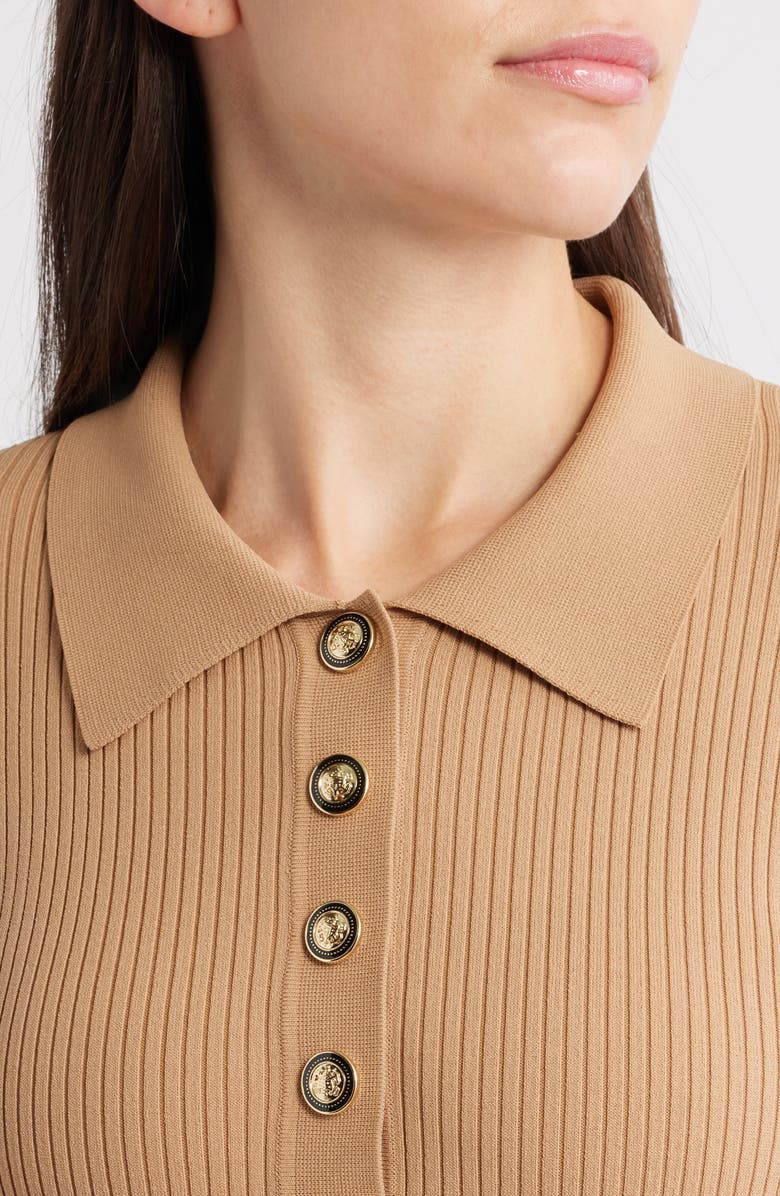 Elie Tahari The Esme Long Sleeve Knit Dress, Alternate, color, Camel Crown Beige/ Noir