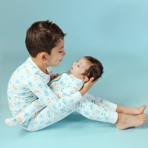 Norani Kids Organic Two-piece Pajama Set In Robots