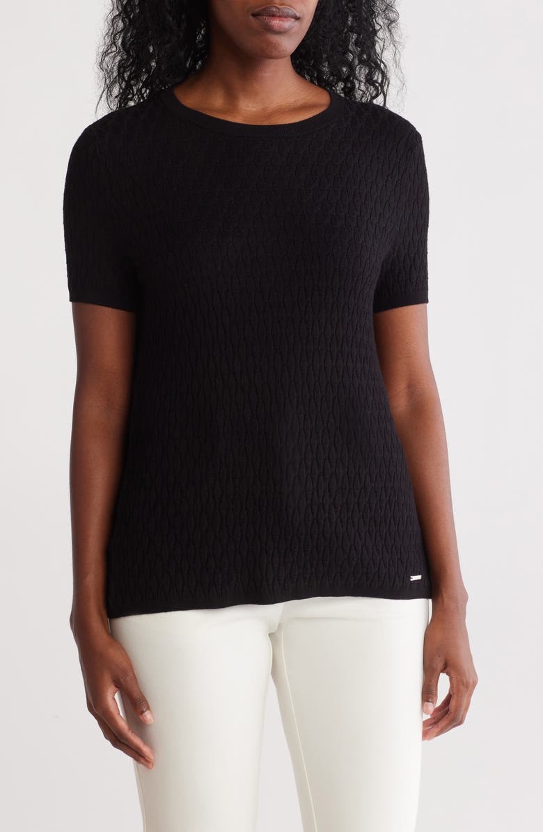 Calvin Klein Textured Short Sleeve Sweater, Main, color,