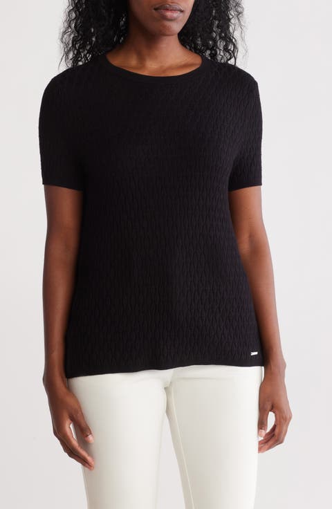 Textured Short Sleeve Sweater
