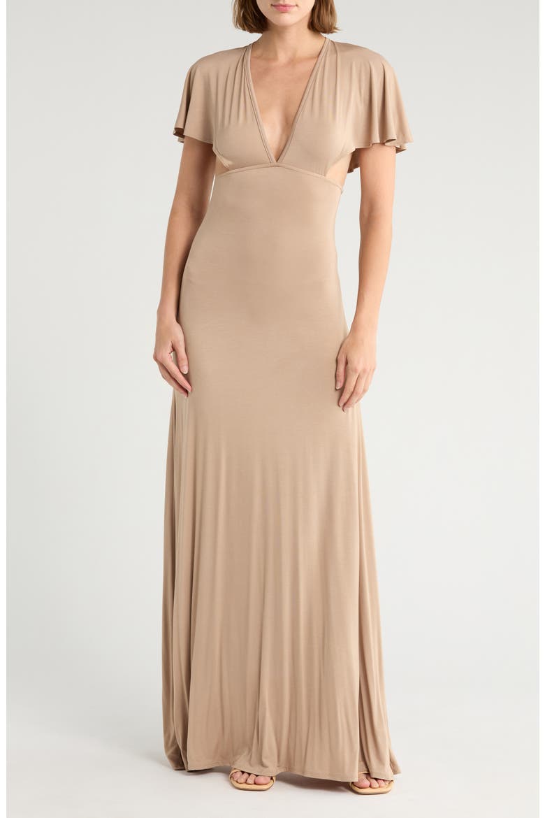 Dolman Sleeve Cutout Maxi Dress, Main, color, ALMOND PONTE
