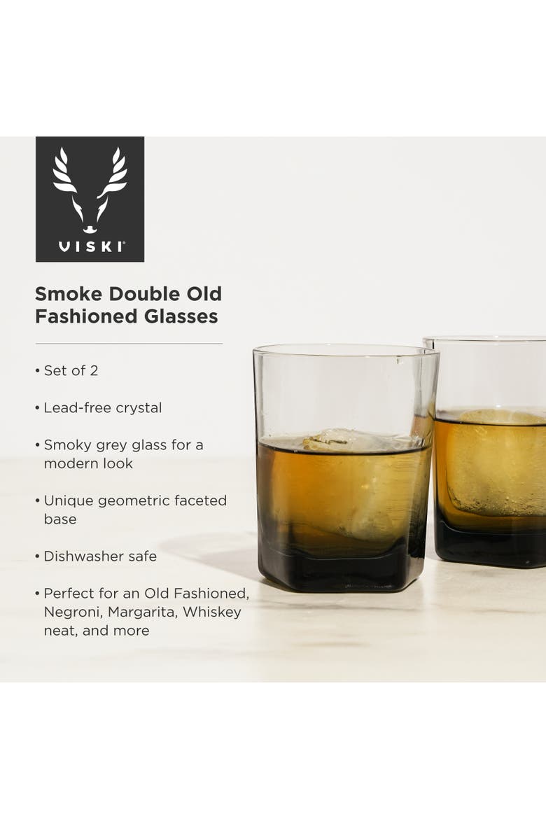 Crystal Double Old Fashioned Glasses, Alternate, color, Grey