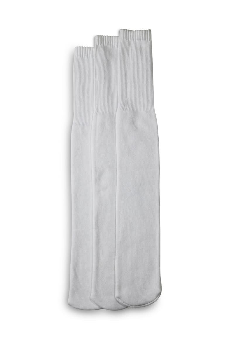 Big & Tall Continuous Comfort 3-pk Tube Socks, Main, color, WHITE