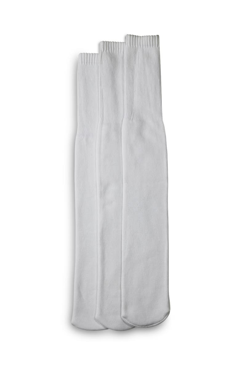 Harbor Bay by DXL Big 
Tall Continuous Comfort 3-pk Tube Socks, Main, color, White