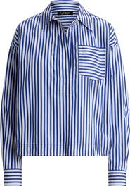Lauren Ralph Lauren Satchee Stripe Cotton Popover Blouse