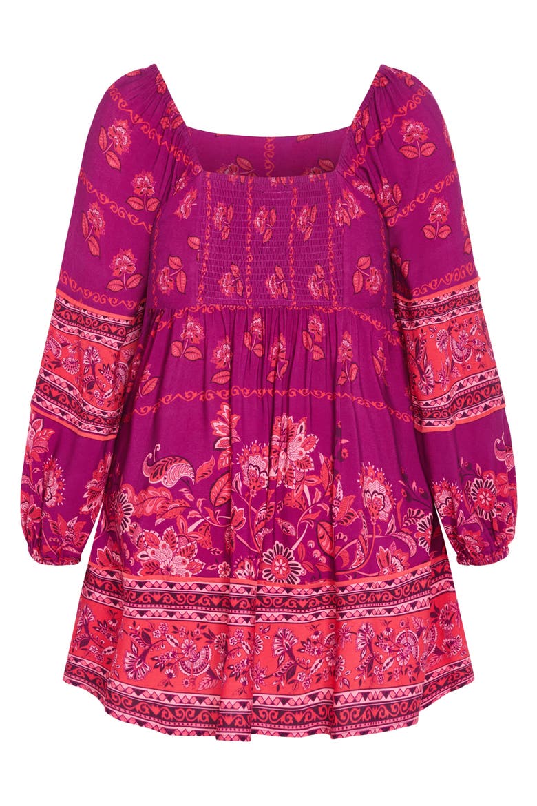 Jasmine Long Sleeve Minidress, Alternate, color, DREAMY BORDER