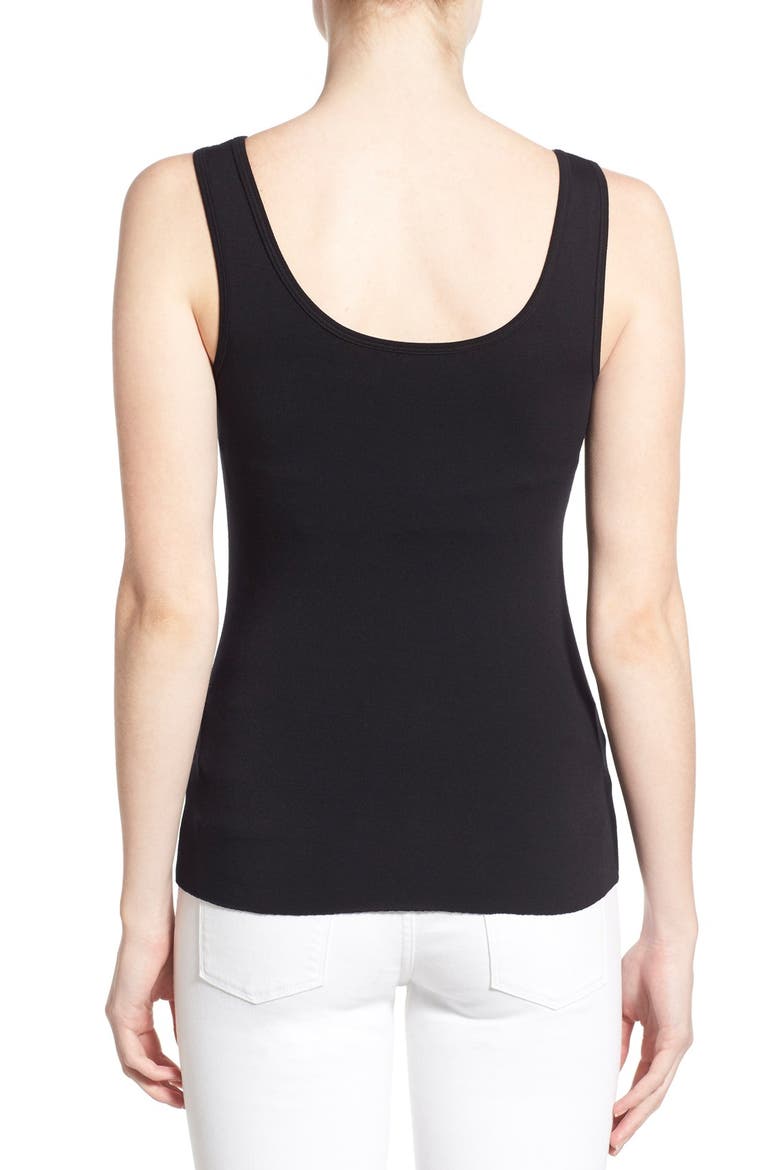 'Fonda' Faux Leather Front Tank, Alternate, color, BLACK