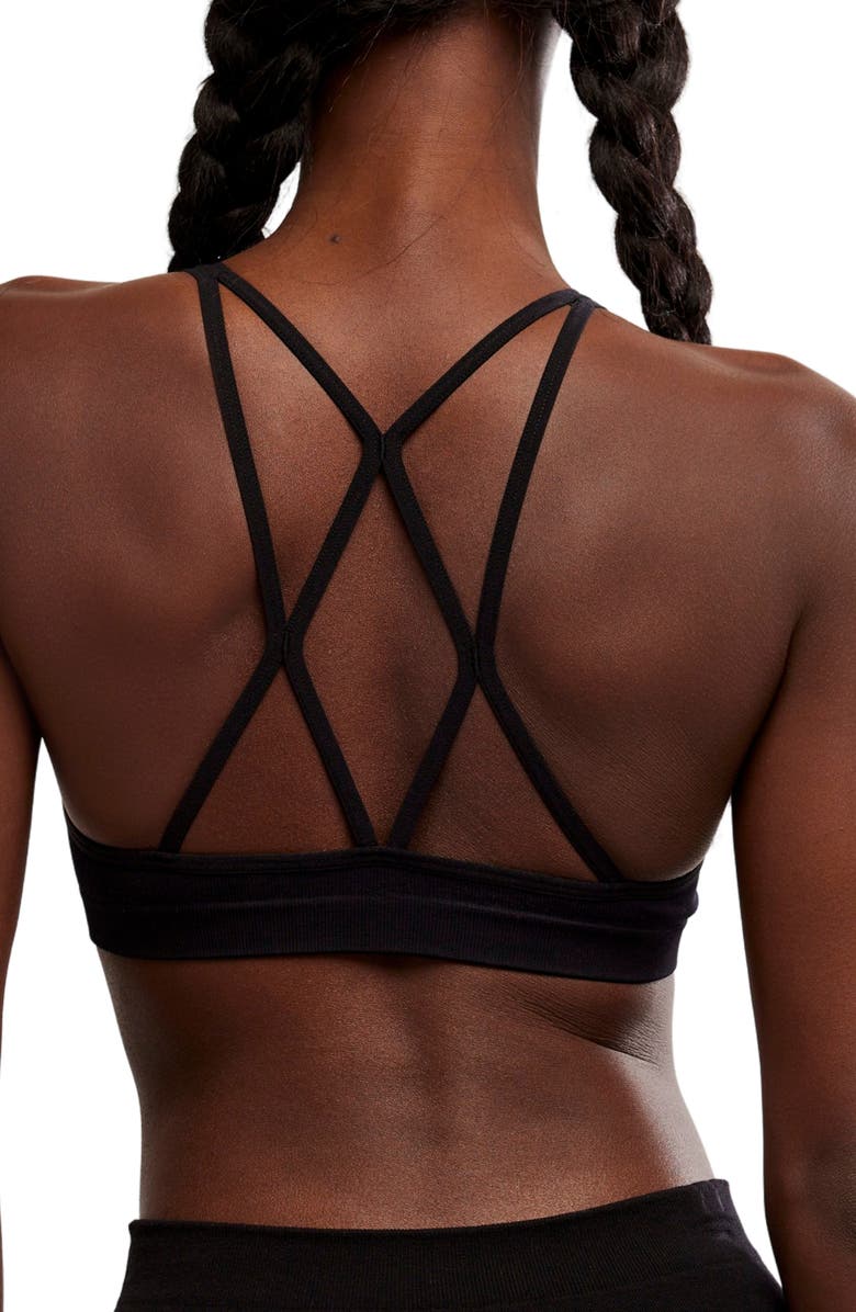 Free People Strappy Back Rib Bra, Alternate, color, Black
