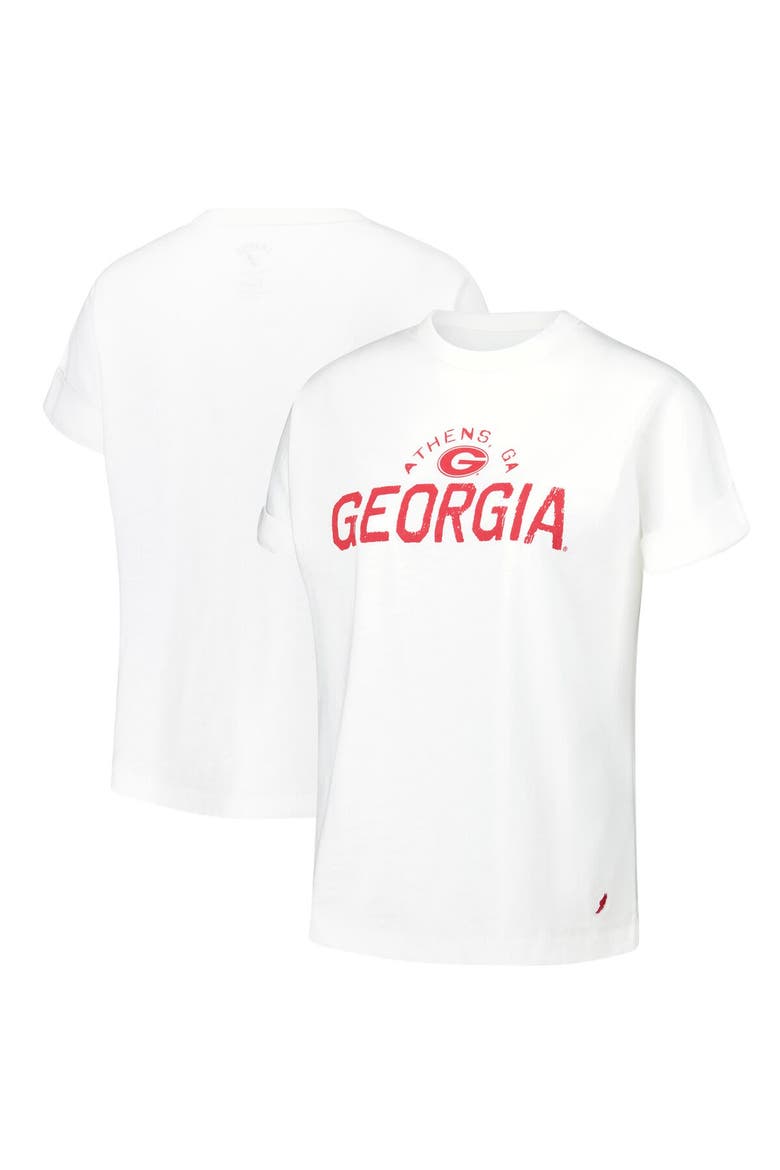 Women's League Collegiate Wear White Georgia Bulldogs Slub Rolled Cuff T-Shirt, Alternate, color, White