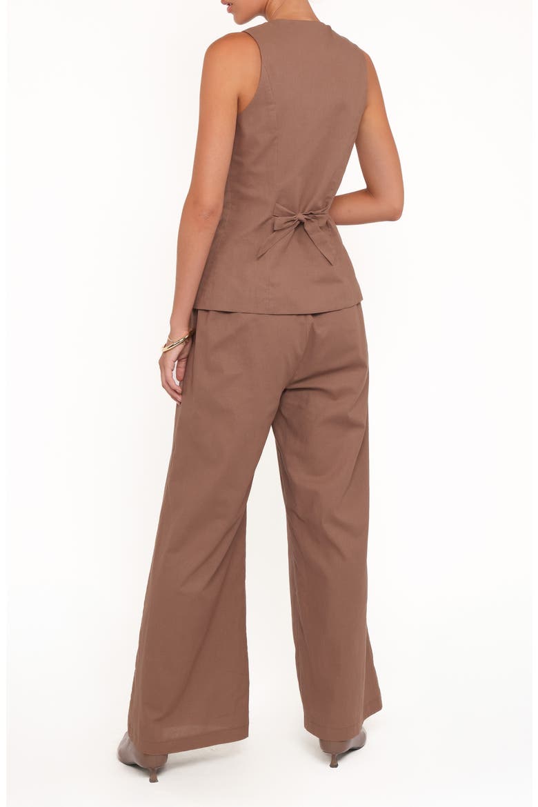 Caitlin Button-Up Top & Drawstring Pants Set, Alternate, color, BROWN