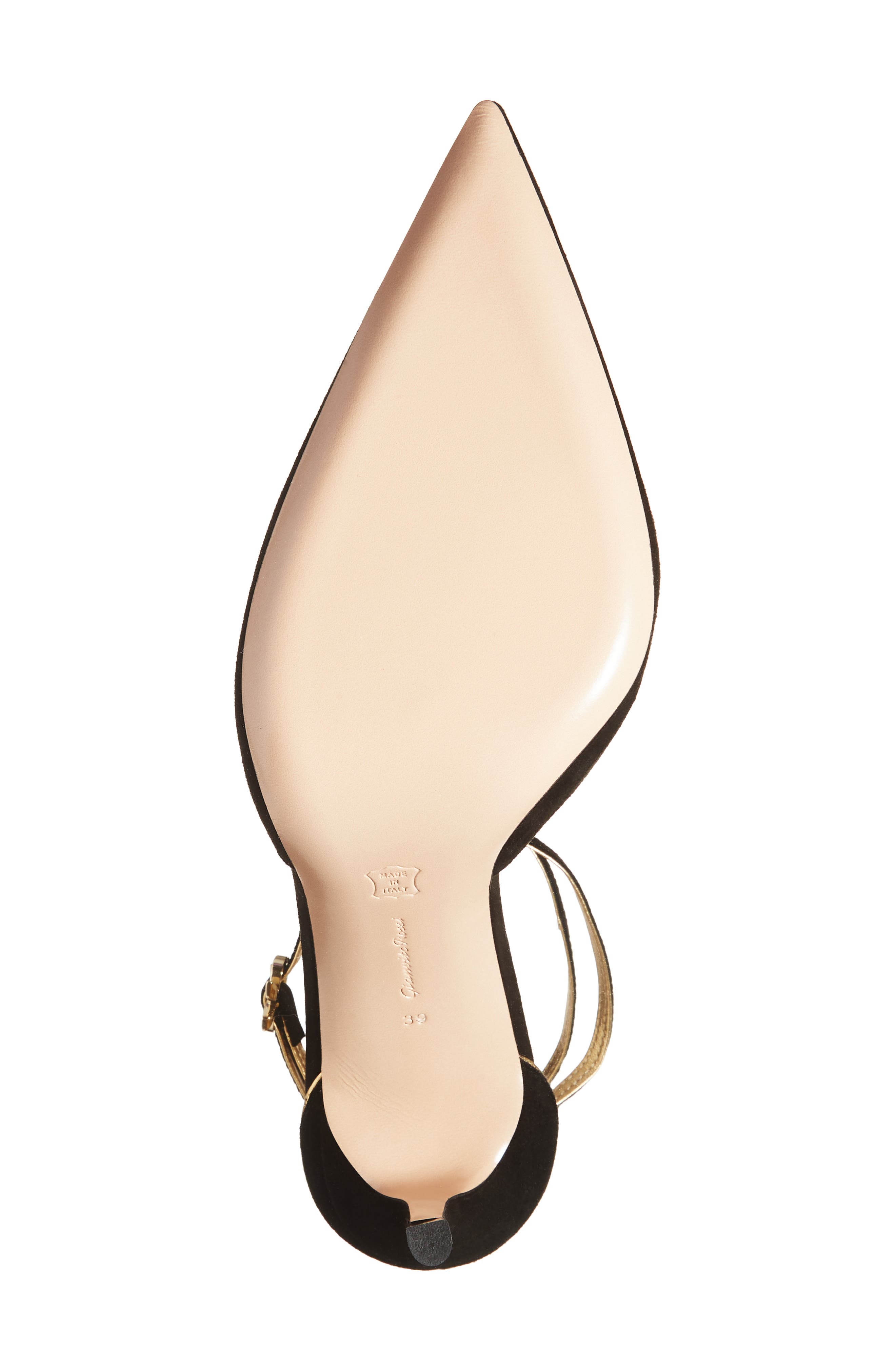 Gianvito Rossi Camoscio Double Ankle Strap Pointed Toe d'Orsay Pump, Alternate, color, Black Mekong