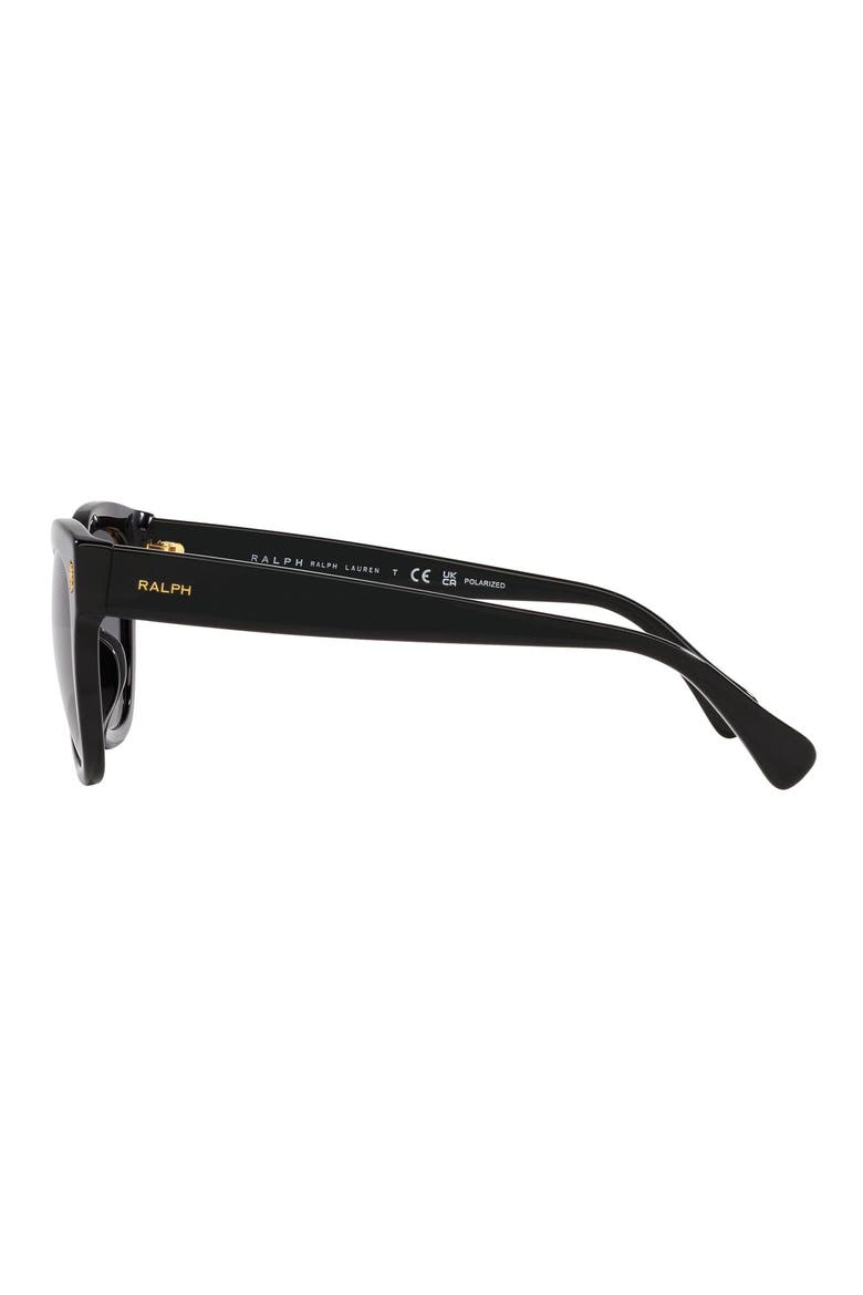 52mm Gradient Polarized Oval Sunglasses, Alternate, color, SHINY BLACK