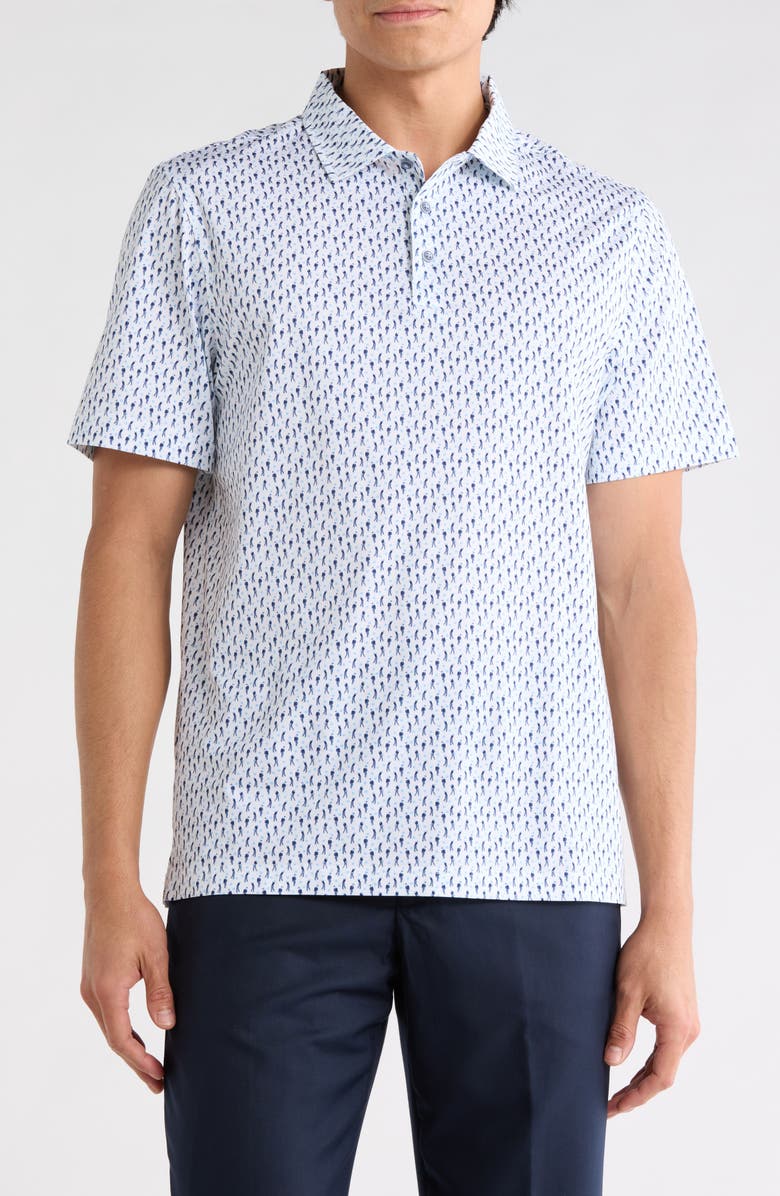 Bugatchi OoohCotton<sup>®</sup> Golf Print Polo, Main, color, Ice