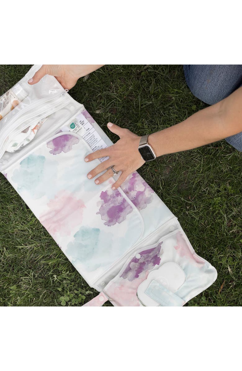 Tiny Twinkle Portable/Foldable Waterproof Diaper Changing Pad with Smart Wipes Pocket, Alternate, color, Cotton Candy