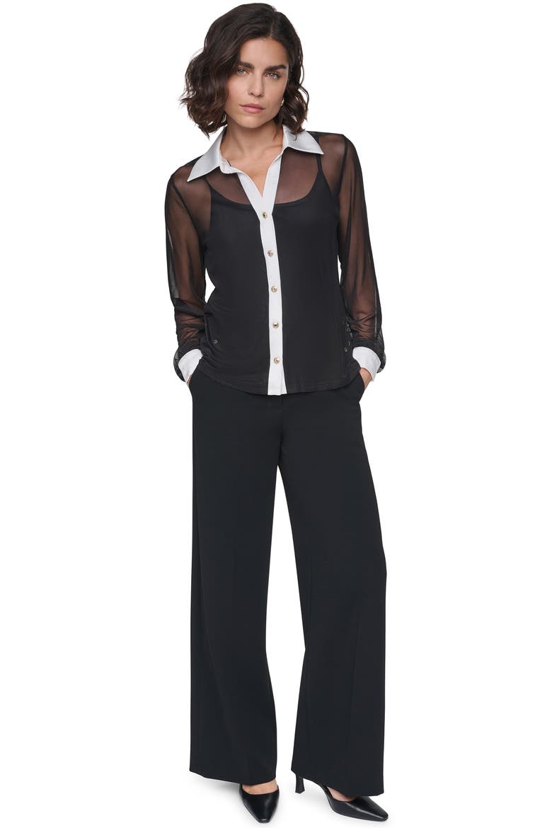 Contrast Mesh Top, Alternate, color, BLACK/ SOFT WHITE