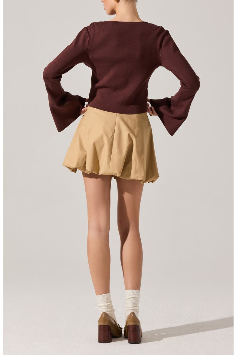 Nylah Flare Sleeve Cardigan, Alternate, color, BROWN