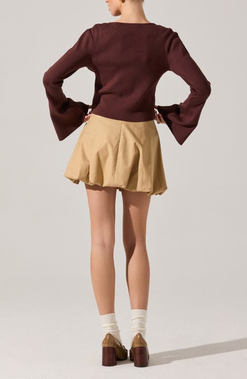 Astr The Label Nylah Flare Sleeve Cardigan In Brown