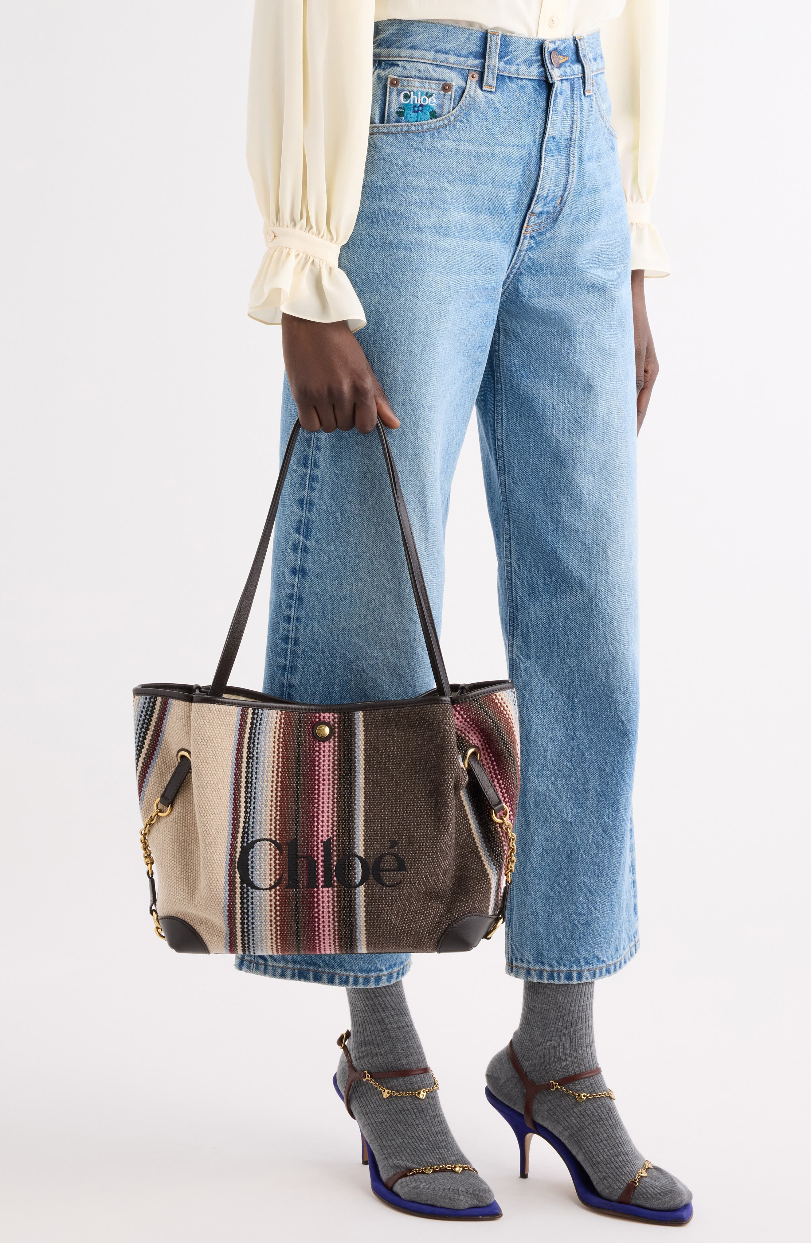 Clover Large Stripe Wool Blend Tote, Alternate, color, KOHL BROWN