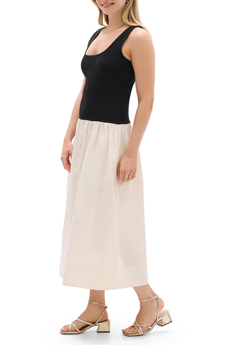 Colorblock Midi Sundress, Alternate, color, BLACK