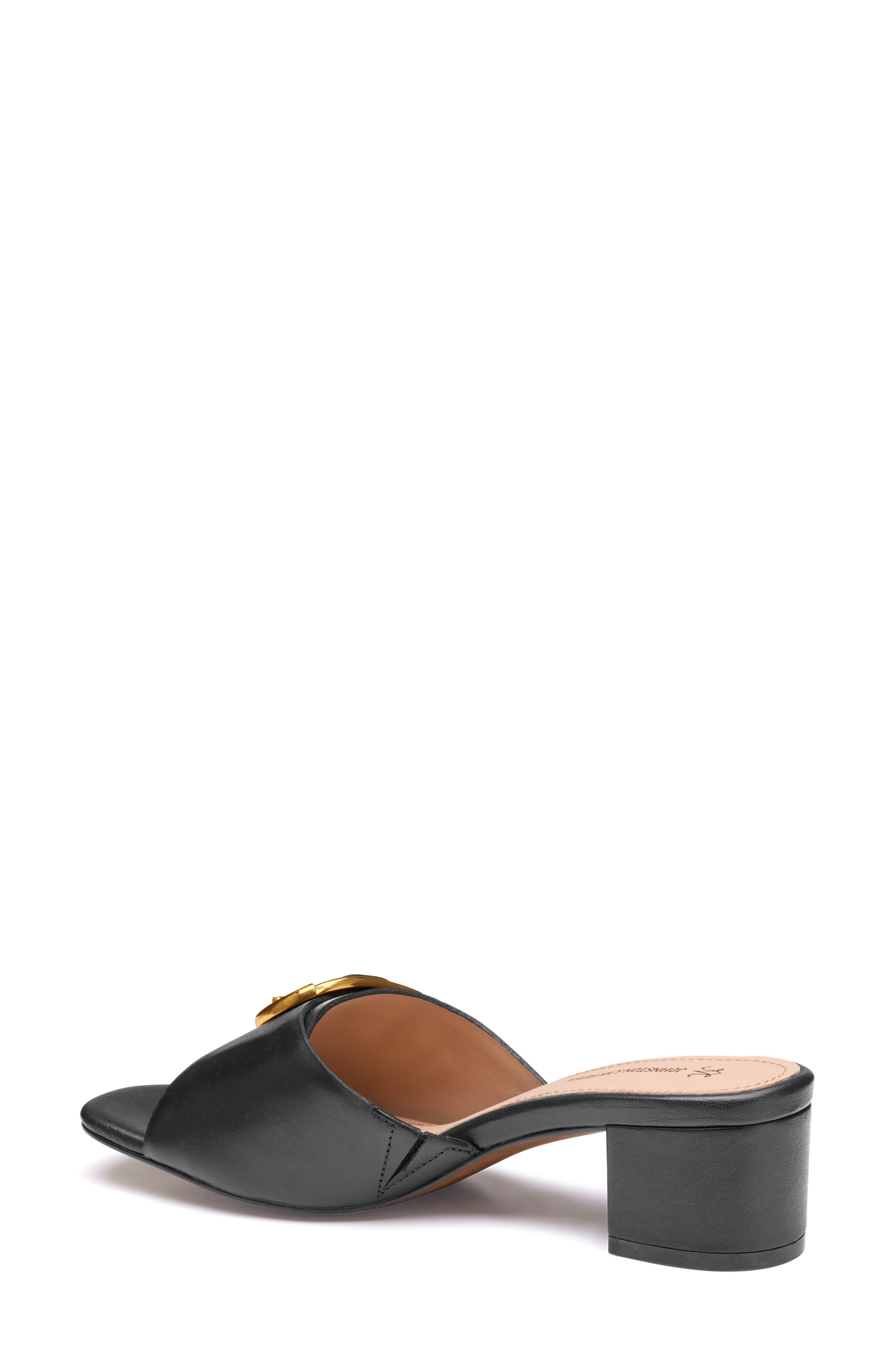 Johnston & Murphy Edith Buckle Slide Sandal, Alternate, color, Black Glove Leather