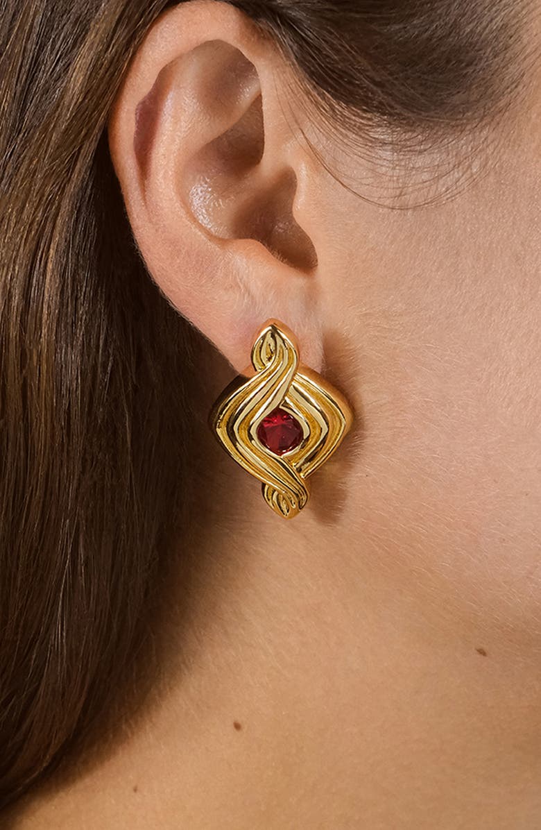 Sterling Forever Danish Cubic Zirconia Drop Earrings, Alternate, color, Gold