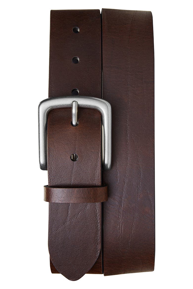 Essential Leather Belt, Alternate, color, DARK BROWN
