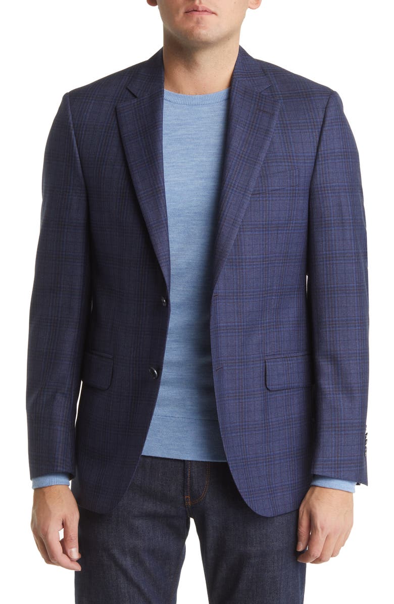 Peter Millar Tailored Fit Plaid Wool Sport Coat, Main, color, 