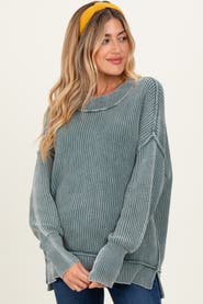 PinkBlush Washed Side Slit Oversized Sweater