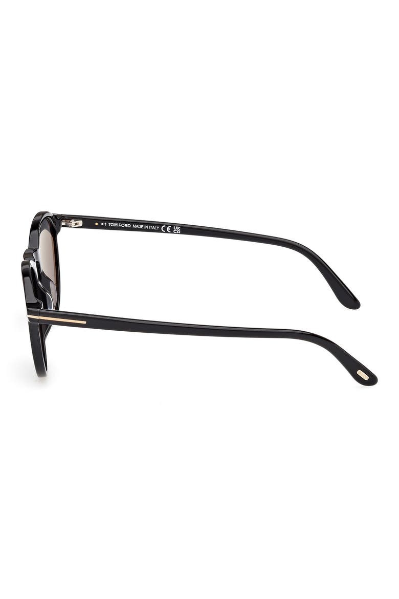52mm Polarized Round Sunglasses, Alternate, color, SHINY BLACK / SMOKE POLARIZED