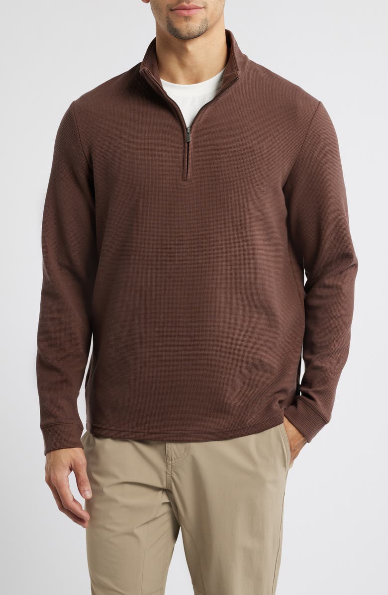 Free Fly Waffle Quarter Zip Pullover, Main, color, Chestnut