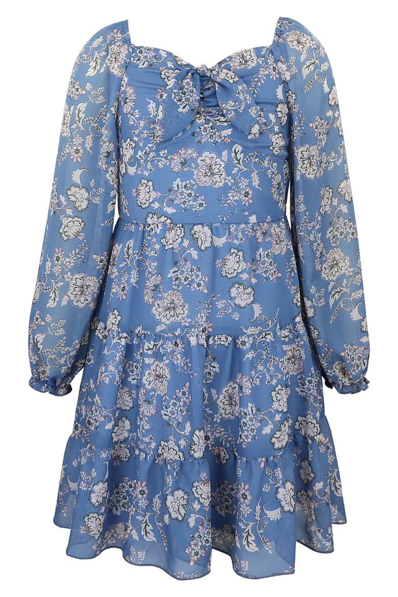 Kids' Mesh Print Dress, Main, color, BLUE