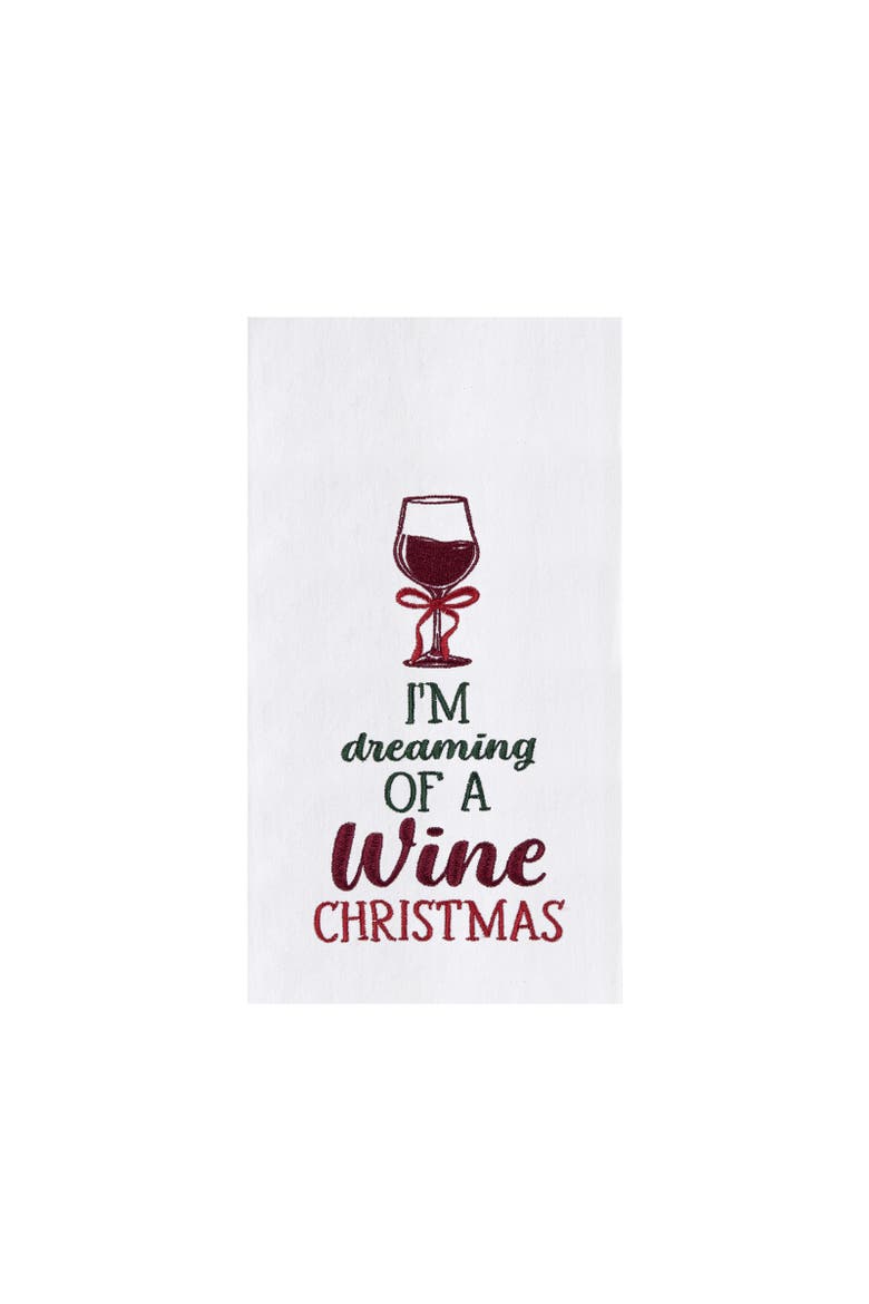 Wine Drink with Ribbon Party Phrases Christmas Towel, Main, color, Red