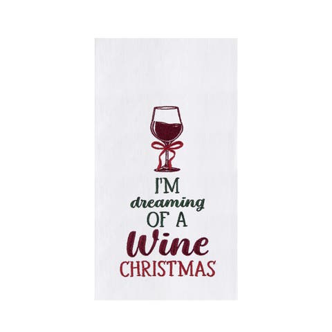 Wine Drink with Ribbon Party Phrases Christmas Towel
