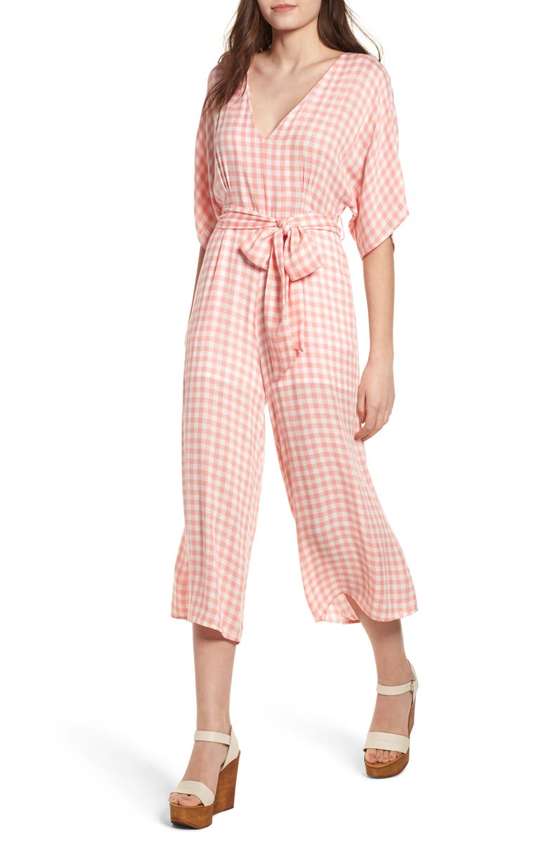 Lost + Wander Brunch Gingham Jumpsuit, Main, color, 