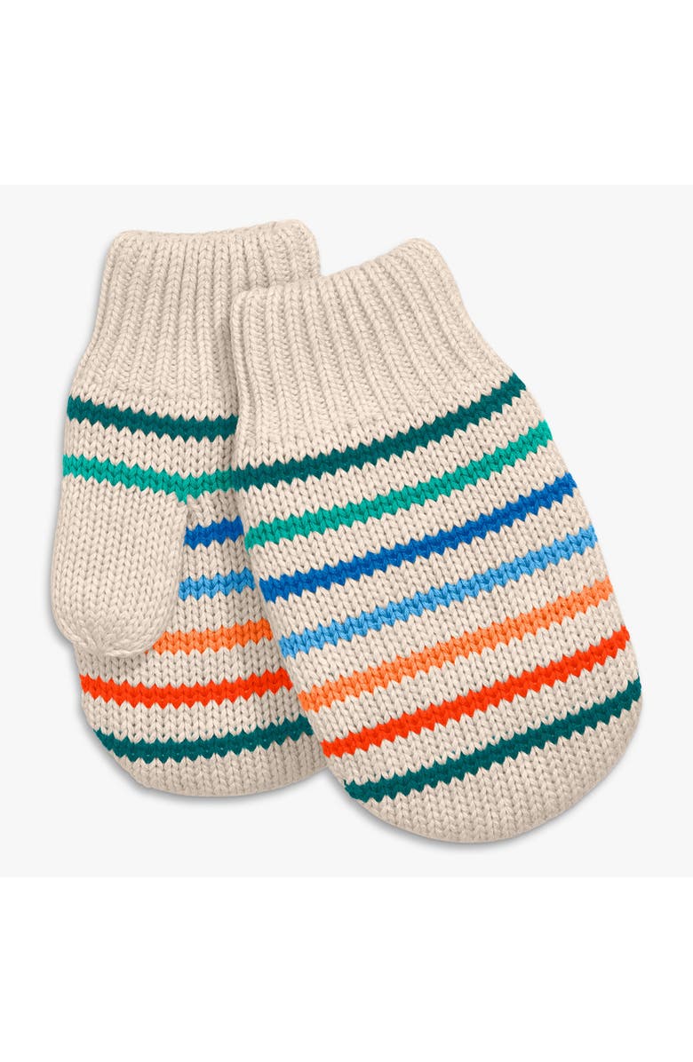 Primary Baby Fleece-Lined Rainbow Stripe Mittens, Main, color, Heather Sand