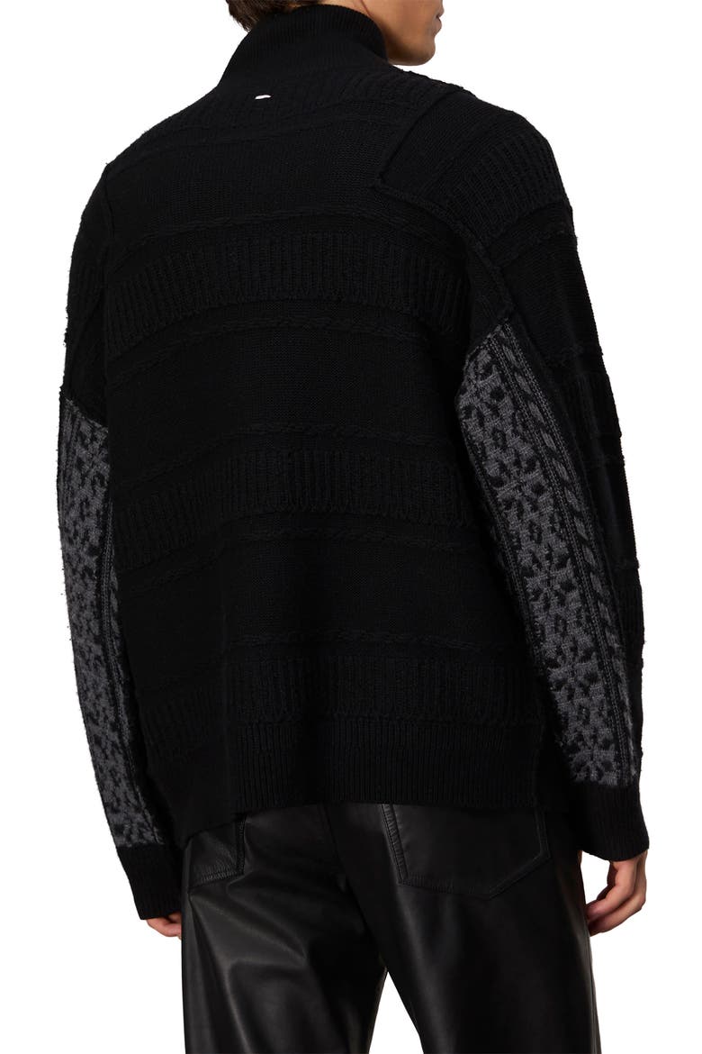 Colton Zip Front Extrafine Merino Wool Blend Sweater, Alternate, color, BLACK