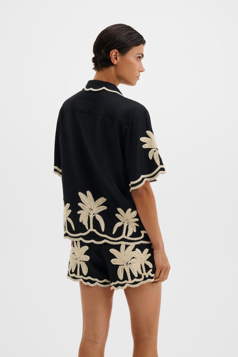 Armida Embroidered Short Sleeve Shirt, Alternate, color, Black