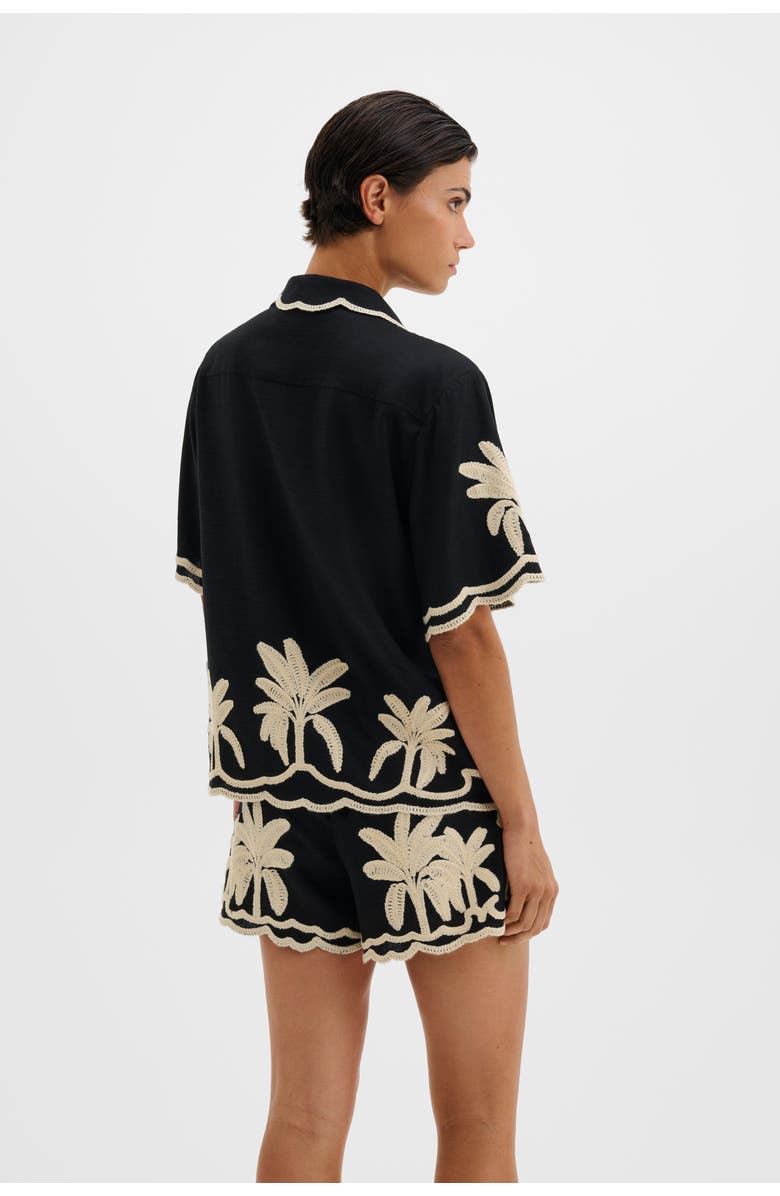 Malina Armida Embroidered Short Sleeve Shirt, Alternate, color, Black