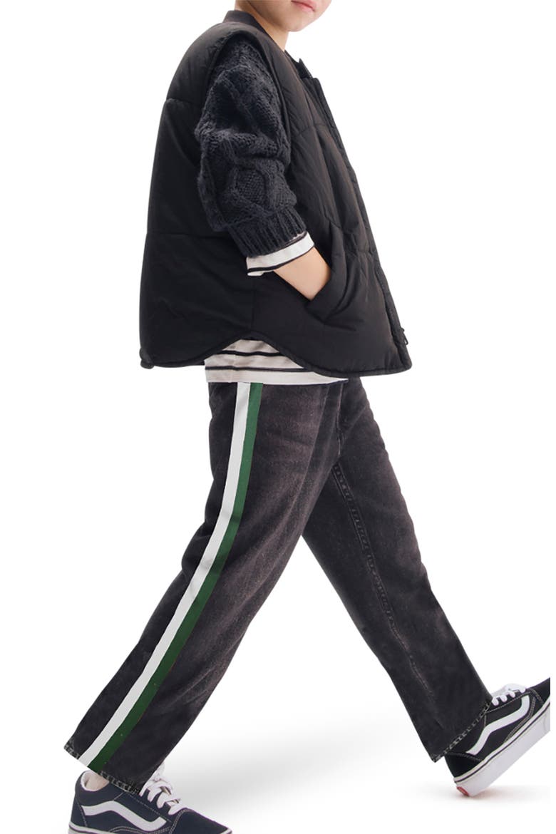 Kids' Mini Miramar Terry Track Pants, Alternate, color, WASHED BLACK/ GREEN