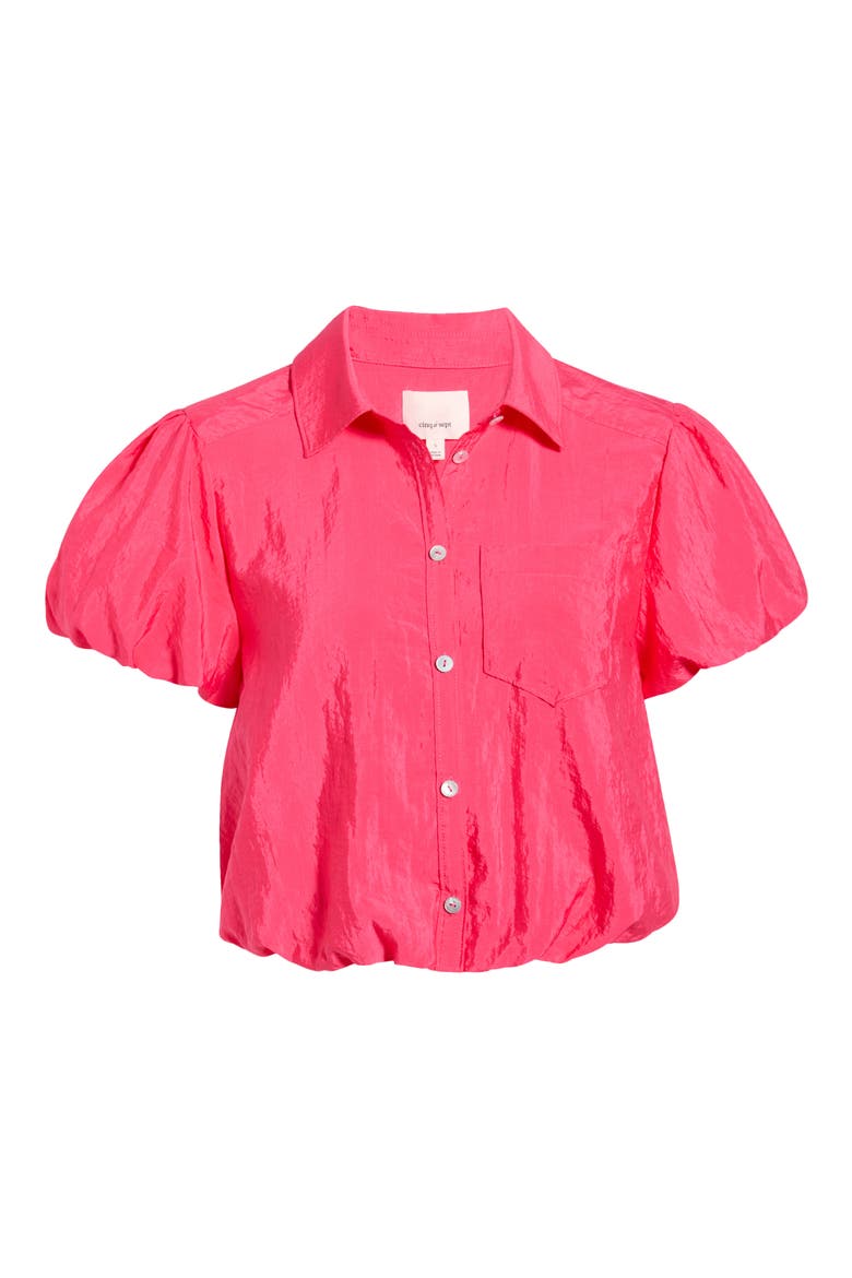 Allinae Button Up Crop Top, Alternate, color, AZALEA